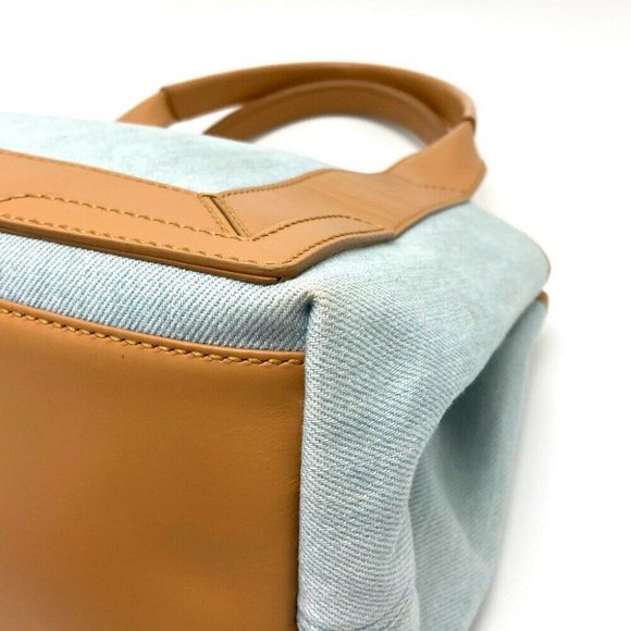 Authentic BALENCIAGA 339933 Logo print Navy Cabas S Hand Bag Tote Bag Light blue - Picture 7 of 12